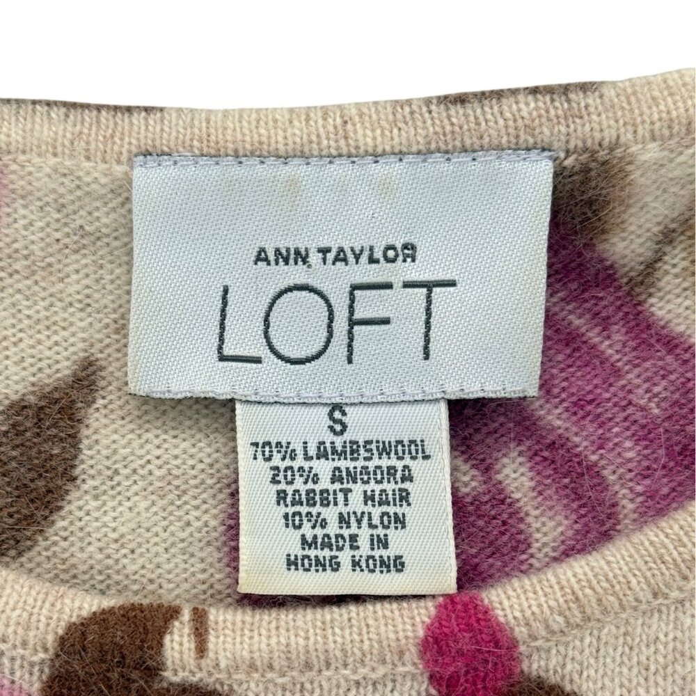 Ann Taylor Loft Floral Lambswool & Angora Sleeveless Sweater Beige Pink Size S - Picture 4 of 7